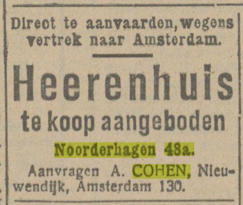 Noorderhagen 48a A. Cohen advertentie Tubantia 28-2-1919.jpg