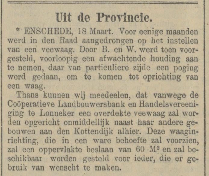 Kottendijk Coöperatieve Landbouwersbank en Handelsvereeniging krantenbericht Tubantia 19-3-1919.jpg