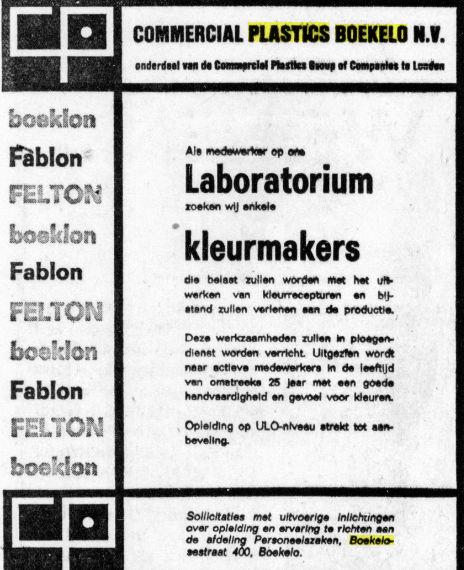 Boekelosestraat 400 Commercial Plastics Boekelo N.V. Advertentie. De Telegraaf. Amsterdam, 12-11-1966..jpg