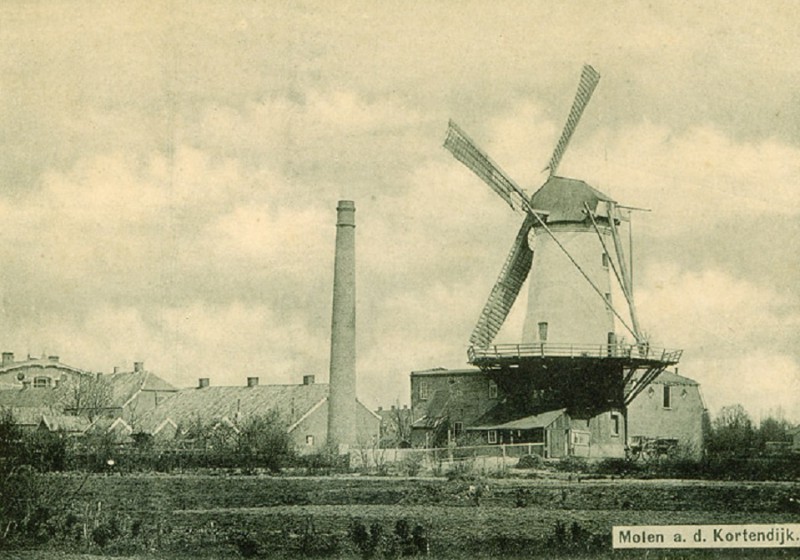 Kottendijk Molen aan de Kortendijk en Textielfabriek S.J.Menko 1910.jpg