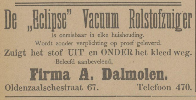 Oldenzaalsestraat 67 Firma A. Dalmolen advertentie Tubantia 15-7-1914.jpg