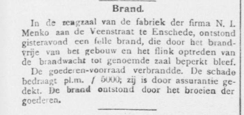 Veenstraat brand Menko krantenbericht Telegraag 17-3-1909.jpg