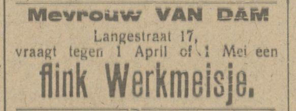 Langestraat 17 Mevr. van Dam advertentie Tubantia 28-1-1918.jpg