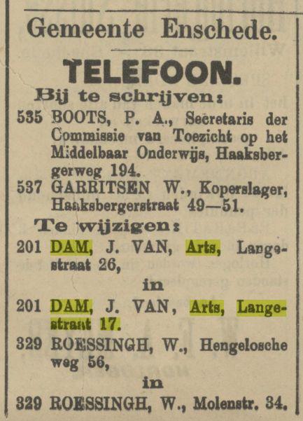 Langestraat 17 J. van Dam Arts advertentie Tubantia 29-9-1910.jpg
