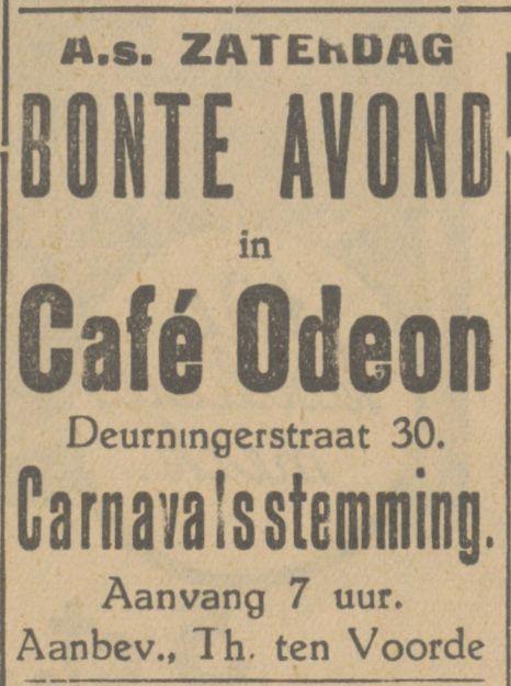 Deurningerstraat 30 cafe Odeon carnaval advertentie Tubantia 1-2-1935.jpg