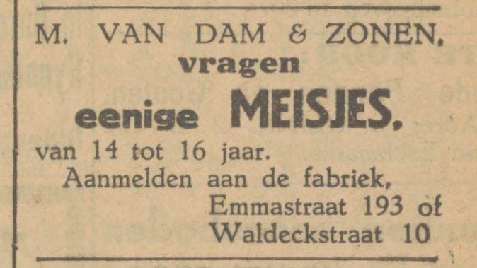 Emmastraat 193 M. van Dam & Zonen advertentie Tubantia 8-8-1928.jpg