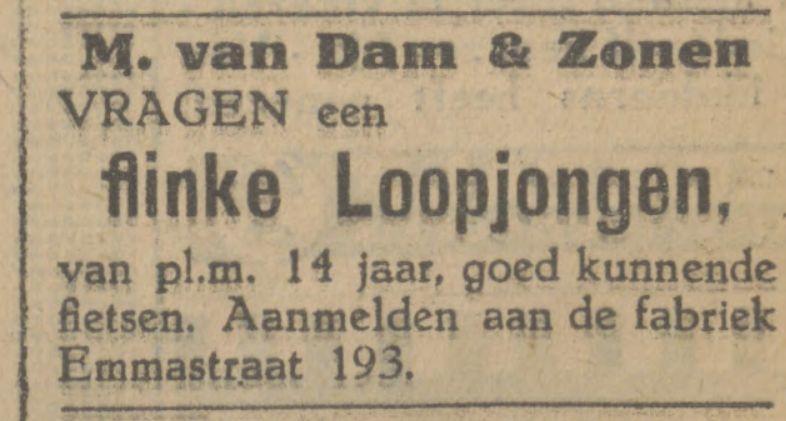 Emmastraat 193 M. van Dam & Zonen advertentie Tubantia 9-1-1928.jpg