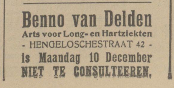 Hengelosestraat 42 Benno van Delden Arts voor Long- en Hartziekten advertentie Tubantia 8-12-1923.jpg