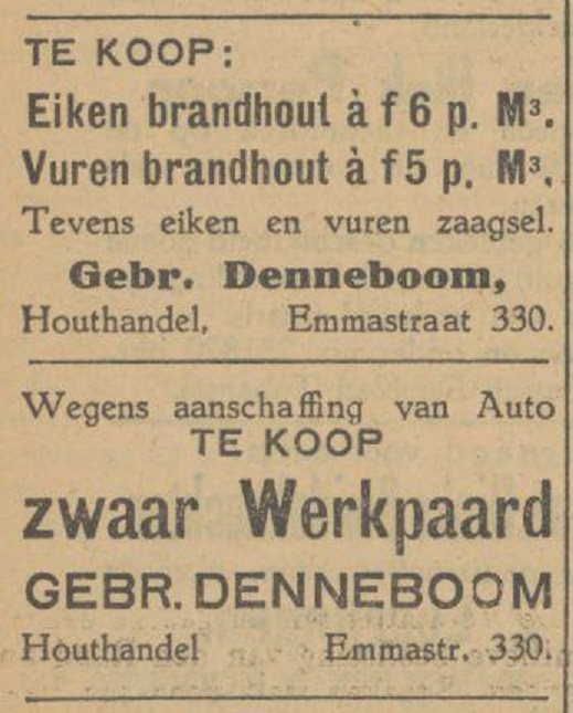 Emmastraat 330 Gebr. Denneboom houthandel advertentie Tubantia 3-10-1928.jpg