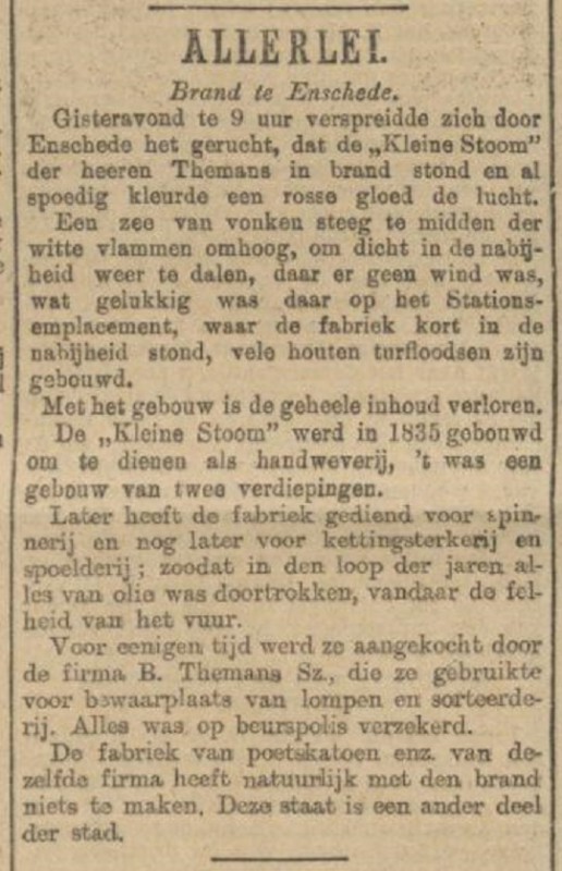 Kleine Stoom Themans brand krantenbericht 11-09-1901.jpg