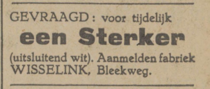 Bleekweg Fabriek Wisselink advertentie Tubantia 21-8-1925.jpg
