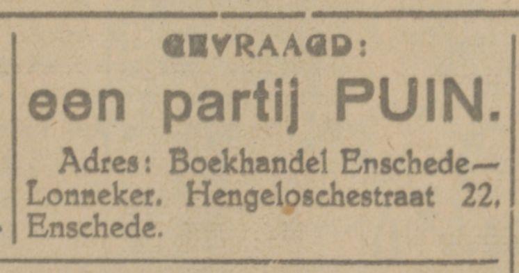 Hengelosestraat 22 Boekhandel Enschede-Lonneker advertentie Tubantia 1-12-1925.jpg