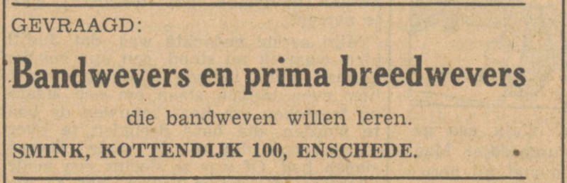 Kottendijk 100 H. Smink bandweverij advertentie Tubantia 22-3-1949.jpg