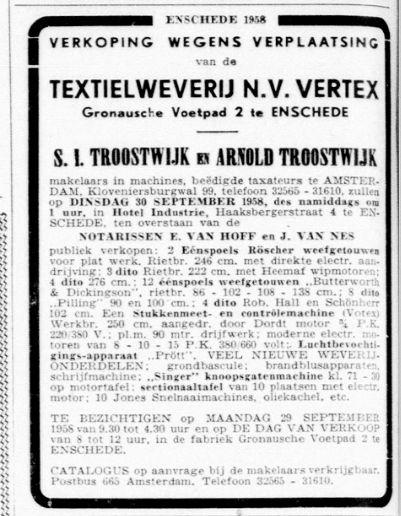 Gronausevoetpad 2 Textielweverij N.V. Vertex advertentie 22-9-1958.jpg
