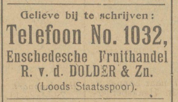 Enschedesche Fruithandel R. v.d. Dolder & Zn. Loods Staatsspoor advertentie Tubantia 6-9-1924.jpg