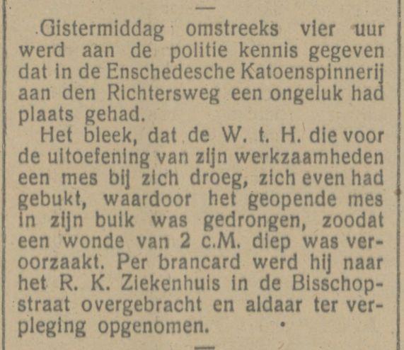 Richtersweg Enschedesche Katoenspinnerij krantenbericht Tubantia 17-3-1916.jpg