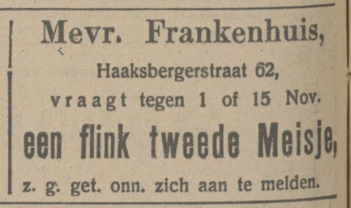 Haaksbergerstraat 62 Mevr. Frankenhuis advertentie Tubantia 24-9-1915.jpg