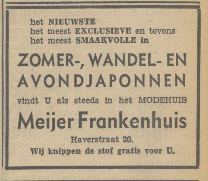 Haverstraat 20 Modehuis Meijer Frankenhuis advertentie Tubantia 13-5-1938.jpg