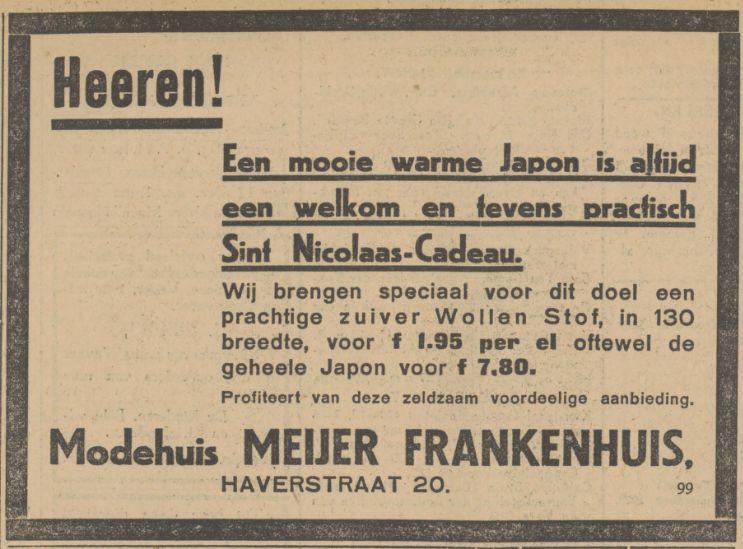 Haverstraat 20 Modehuis Meijer Frankenhuis advertentie Tubantia 23-11-1929.jpg