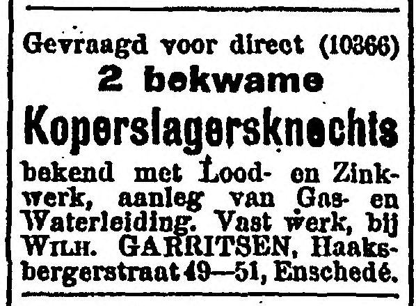 Haaksbergerstraat 49-51 W. Garritsen advertentie 5-7-1917.jpg