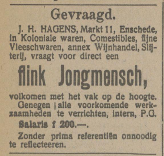 Markt 11 J.H. Hagens advertentie Tubantia 11-10-1915.jpg