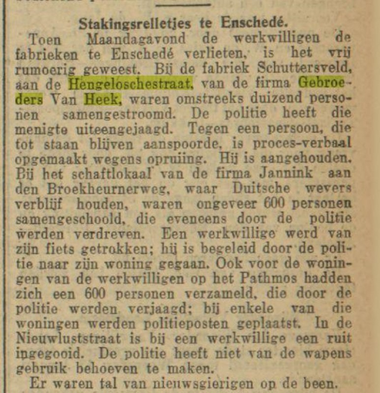Hengelosestraat  Gebr. van Heek krantenbericht 6-1-1932.jpg