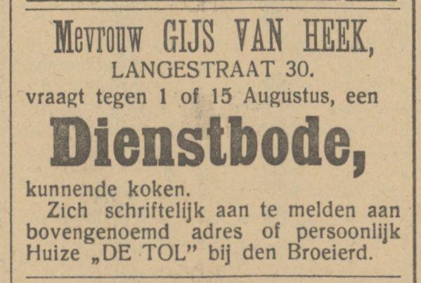 Langestraat 30 Mevr. Gijs van Heek advertentie Tubantia 10-5-1913.jpg