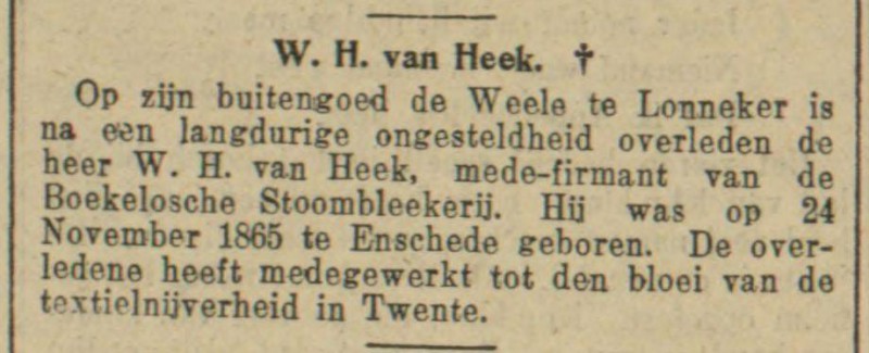 W.H. van Heek overleden krantenbericht 30-11-1929.jpg