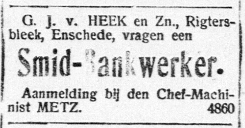 G.J. van Heek en Zn., Rigtersbleekadvertentie 21-11-1919.jpg