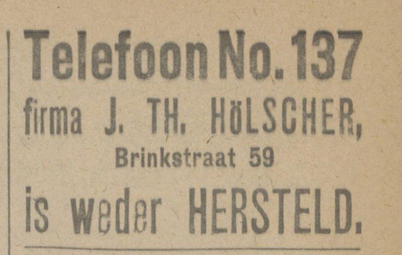 Brinkstraat 59 J.Th. Holscher advertentie Tubantia 5-3-1918.jpg