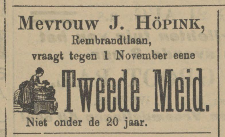 Renbrandtlaan 18 J. Höpink advertentie Tubantia 21-8-1909.jpg