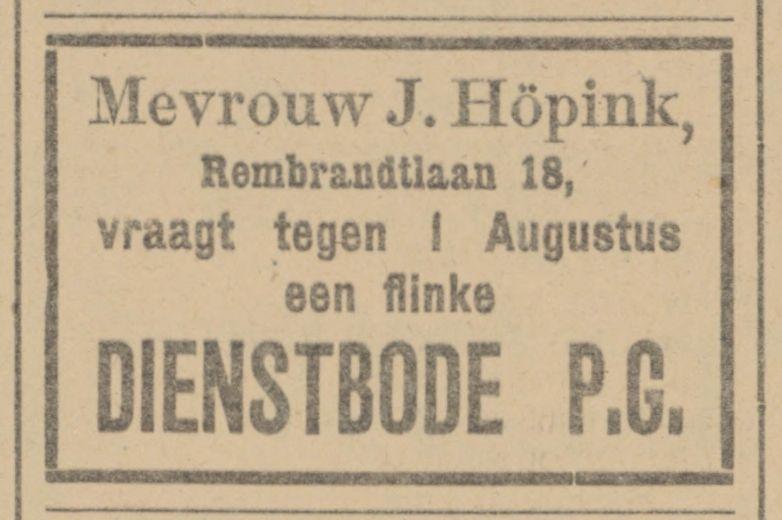 Renbrandtlaan 18 J. Höpink advertentie Tubantia 16-5-1913.jpg