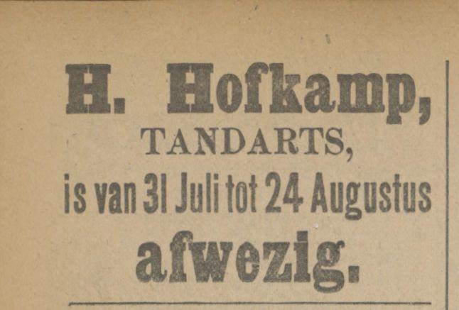 Gronausestraat 8 H. Hofkamp tandarts advertentie Tubantia 28-7-1915.jpg