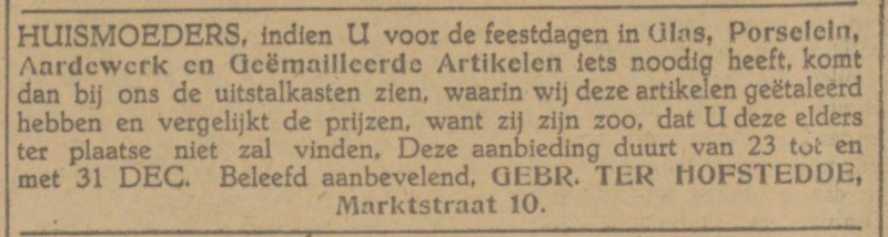 Marktstraat 10 Gebr. ter Hofstedde advertentie Tubantia 23-12-1935.jpg