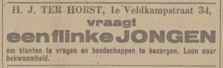 1e Veldkampstraat 34 H.J. ter Horst kruidenierszaak advertentie Tubantia 6-9-1916.jpg