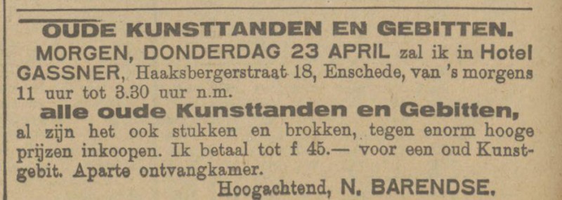 Haaksbergerstraat 18 Hotel Gassner advertentie Tubantia 22-4-1925.jpg