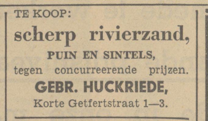 Korte Getfertstraat 1-3 Gebr. Huckriede vrachtrijder advertentie Tubantia 29-9-1936.jpg