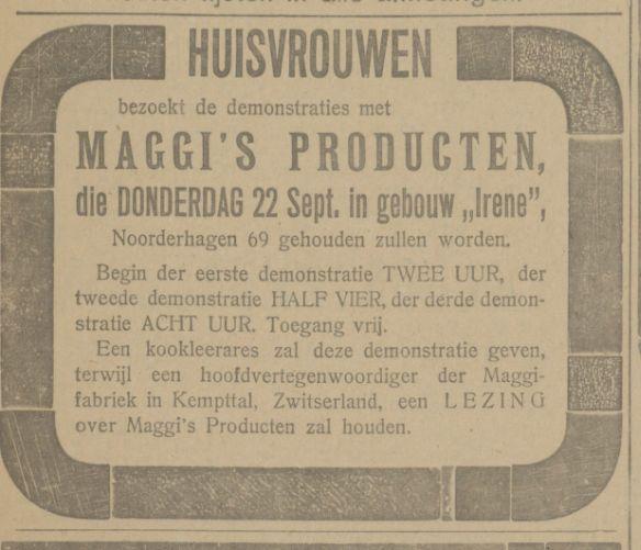 Noorderhagen 69 gebouw Irene advertentie Tubantia 19-9-1921.jpg