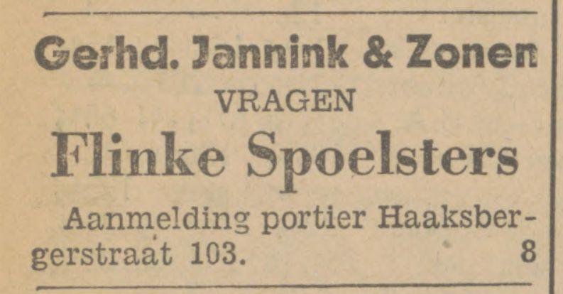 Haaksbergerstraat 103 Gerh. Jannink & Zonen advertentie Tubantia 30-10-1931.jpg