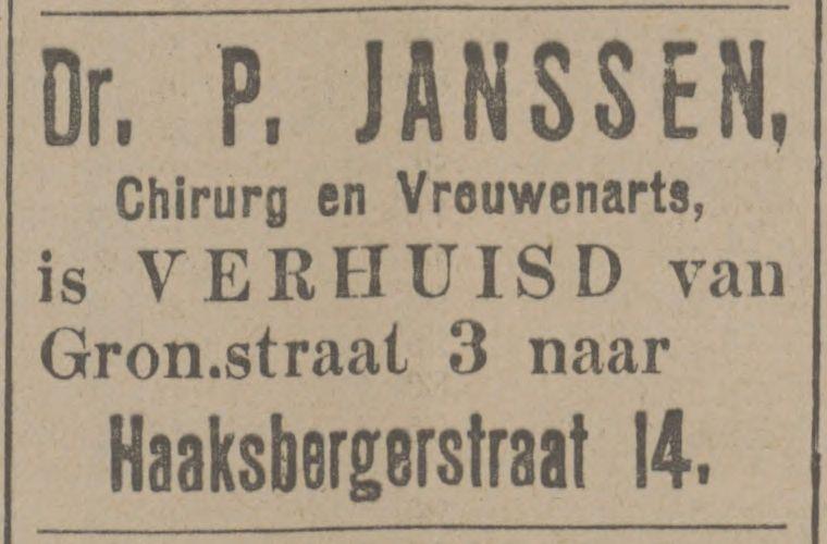 Haaksbergerstraat 14 Dr. P. Janssen advertentie Tubantia 8-8-1914.jpg