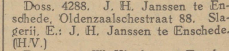Oldenzaalsestraat 88 J.H. Janssen Slagerij krantenbericht Tubantia 29-11-1924.jpg
