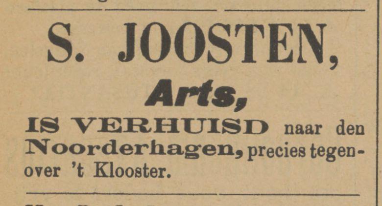 Noorderhagen tegenover 't Klooster S.Joosten arts advertentie Tubantia 15-7-1902.jpg