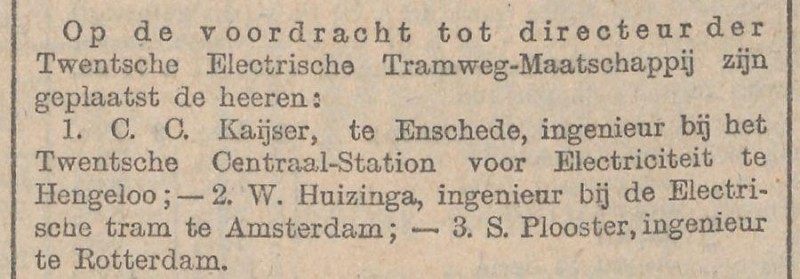C.C. Kaijser Directeur Twentsche Electrische Tramweg Mij. krantenbericht 10-12-1910.jpg