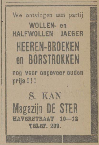 Haverstraat 10-12 S. Kan Magazijn De Ster advertentie Tubantia 30-11-1915.jpg