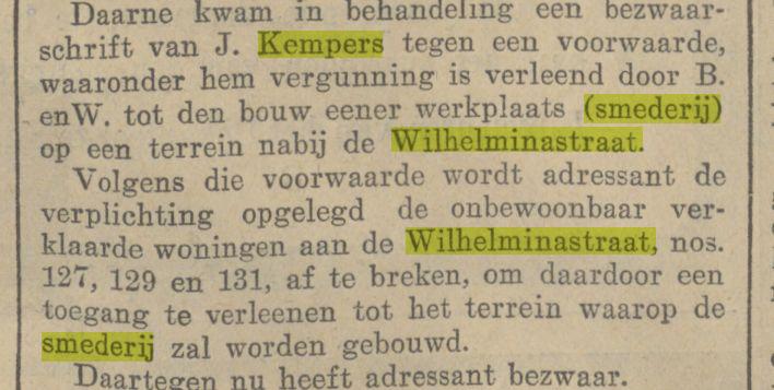 Wilhelminastraat 127-131 J. Kempers smederij krantenbericht 6-1-1912.jpg