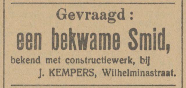 Wilhelminastraat  J. Kempers advertentie Tubantia 3-5-1915.jpg