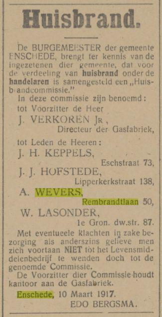 Rembrandtlaan 50  A. Wevers kolen advertentie Tubantia 10-3-1917.jpg