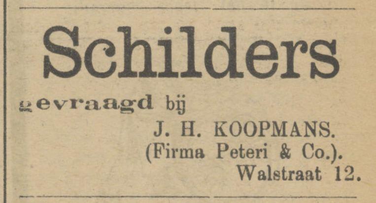 Walstraat 12 J.H. Koopmans schilder advertentie Tubantia 10-4-1908.jpg