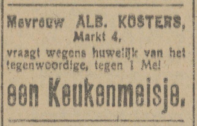 Markt 4 Alb. Kosters advertentie Tubantia 15-1-1919.jpg