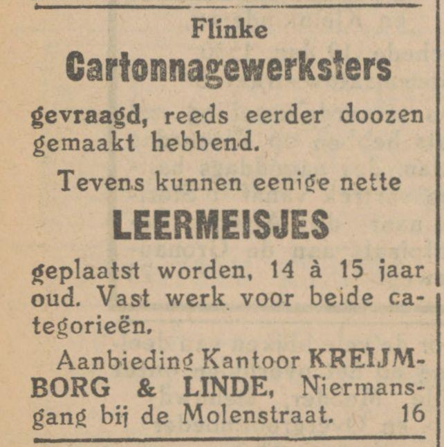 Molenstraat Niermansgang Kreijmborg & Linde advertentie Tubantia 20-1-1930.jpg